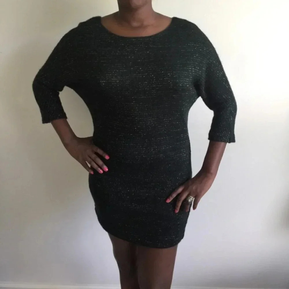 UO Sparkly green knit Sweater Dress